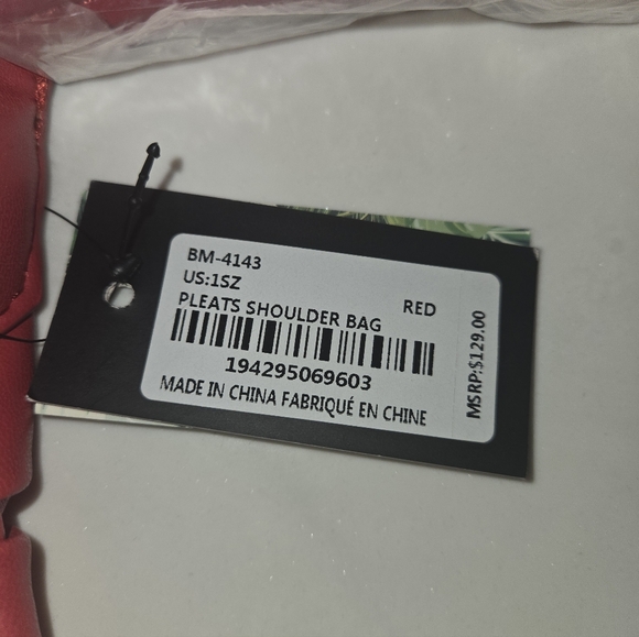 Badgley Mischka Vegan Leather Pleats Shoulder Bag in Red – RETAIL$129 - Picture 5 of 5